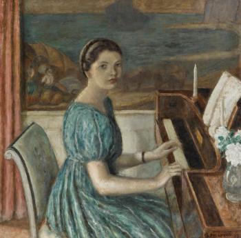 Girl At Piano by 
																	Frederick Carl Frieseke
