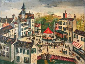 Place de village animée by 
																	Jean Raffy le Persan