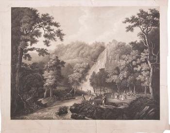 Powerscourt Waterfall with a pic-nic party by 
																	John Henry Campbell