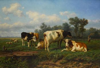 Cattle At Rest In A Meadow by 
																	Eugene Joseph Verboeckhoven