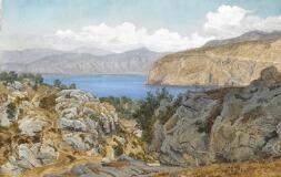 Coastal scene from Sorrento by 
																			Janus la Cour