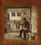 En maler i sit Værksted. A painter in his study by 
																			Aage Obro