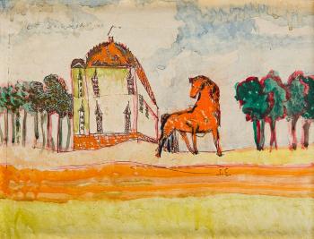 An Orange Horse by 
																	Stanislas Eleszkiewicz