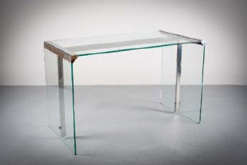 A Glass And Chrome Mounted President Srivania Desk by 
																	 Gallotti & Radice