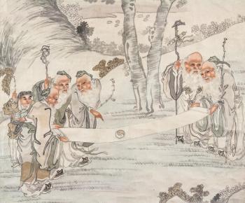 Immortals seeing Taichi scroll by 
																			 Gusong Shanren