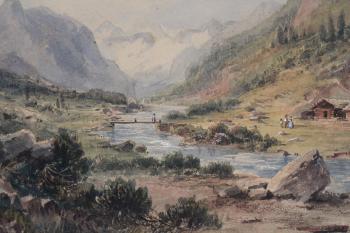 Mountain landscape with stream by 
																			Ludwig Halauska