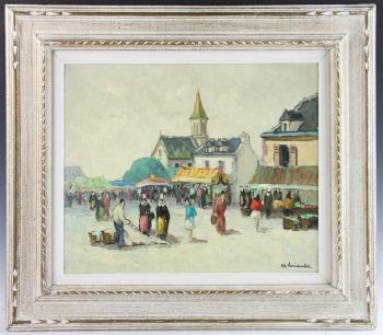 Market scene by 
																			Charles Vaniscotte