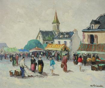 Market scene by 
																			Charles Vaniscotte