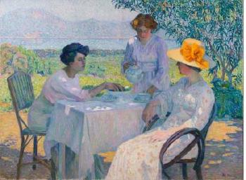 Tea in the garden by 
																			Blanche Camus