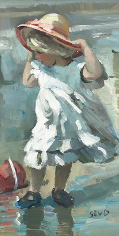 Young Girl in a Straw Hat by 
																	Sherree Valentine-Daines