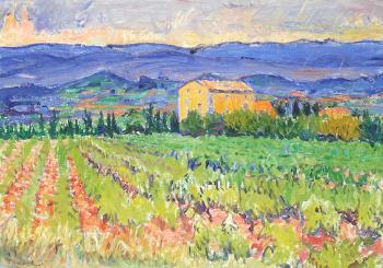 Vineyard With a Stormy Sky Bonnieux Vaucluse by 
																	Frederick Gore
