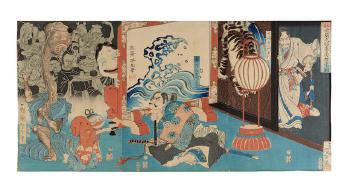 Comprising two oban tate-e print triptychs and five oban tate-e prints by 
																	Utagawa Yoshitora