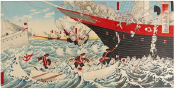 Comprising 16 oban tate-e triptychs associated with the Sino-Japanese war by 
																	Kobayashi Ikuhide