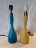 Two yellow and blue glass table lamps by 
																			Bent Nordsted