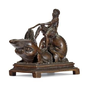 A Bronze Inkwell in the Form of Orlando Pulling the Orc From the Deep by 
																	Ferdinando Tacca