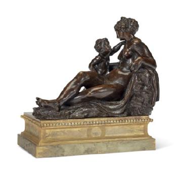 A Bronze Group of Venus and Cupid by 
																	 Italian School