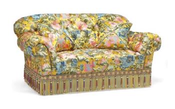 A Woven Silk Brocade Upholstered Sofa by 
																	 Unknown Furniture Maker
