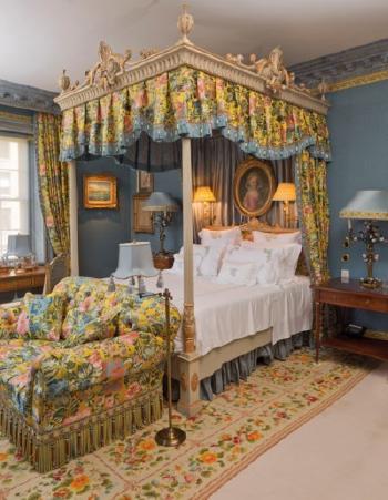 A George III Style Grey-painted and Parcel-gilt Canopy Bed by 
																	 Unknown Furniture Maker
