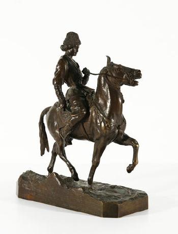 Georgian Rider on Prancing Horse by 
																			Eugene Alexandrovic Lanceray