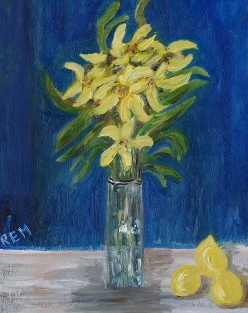 Daffodils & Lemons by 
																	Rose Elizabeth Moorcroft
