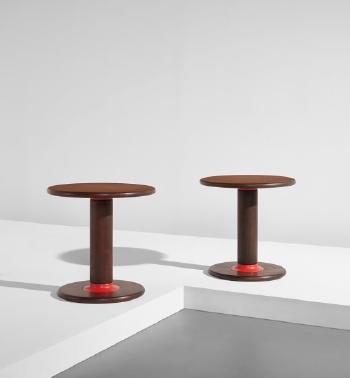 Pair of 'Rocchettone' side tables, model no. T. 44 by 
																	Ettore Sottsass