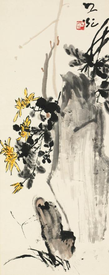Chrysanthemum And Rock by 
																	 Xie Zhiguang