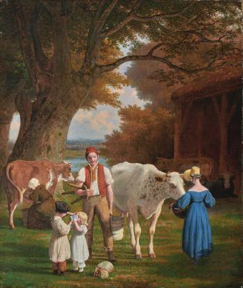 Visit To The Farm by 
																	Jacques Laurent Agasse
