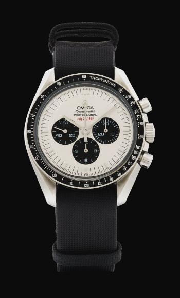 Speedmaster, Ref 35705000 Stainless Steel Chronograph Wristwatch With Special 'July 20, 1969' by 
																	 Omega SA