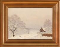Winter motif from the bank of a lake by 
																			Marie Luplau