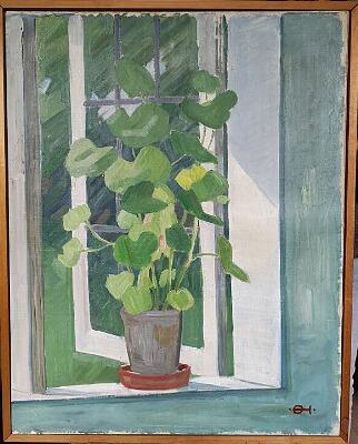Window with a flower pot by 
																	Edvard Olund-Hansen