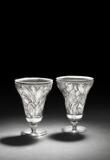 A pair of silver vases with stylized leaf decor. On circular foot by 
																			Svend Hammershoi