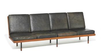 Four seater sofa bench with teak frame by 
																	 Jason Mobler