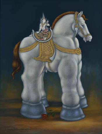 Heroine on a White Horse Botero by 
																	Jirapat Tatsanasomboon