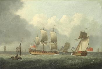 A Frigate and a Royal Yacht With Other Shipping by 
																	Francis Swaine