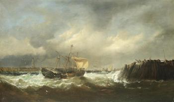 Battling Into a Sheltered Harbour by 
																	Edward Moran