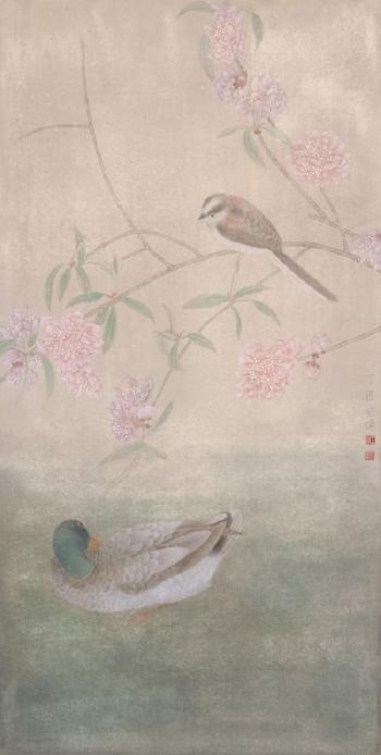 Peach Blossoms, Bird And Duck by 
																	 Jiang Hongwei