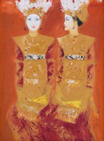 Two Dancers (Legong) by 
																	Srihadi Soedarsono