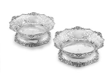A Pair of George VI Silver Bottle Coasters by 
																	 Elkington & Co
