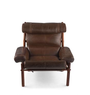 An Arne Norell Colombian Rosewood and Leather Upholstered Inca Chair Sweden by 
																	Arne Norell