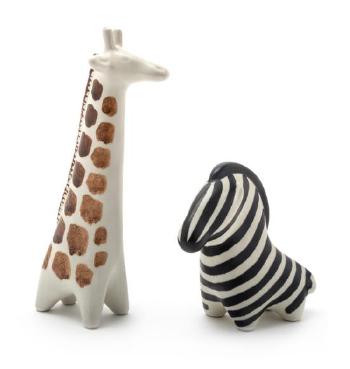 Zebra and Giraffe Animal Figures by 
																	Taisto Kaasinen