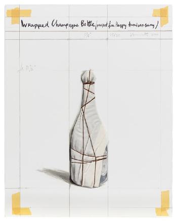 Wrapped Champagne Bottle Project For Happy Anniversary by 
																	 Jeanne-Claude