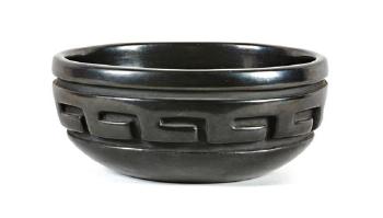 Carved blackware bowl by 
																	Margaret Tafoya