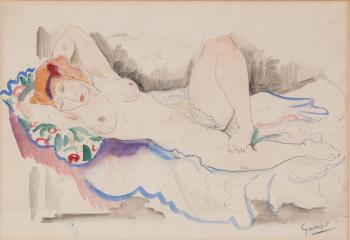Female Nude Reclining On a Couch by 
																	Emil Ganso