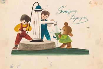 Smigus Dyngus - Mis Uszatek Jacek and Zosia - Illustration to a Book Przygody I Wedrowki Misia Uszatka by Czeslaw Janczarski 1960 by 
																	Czeslaw Janczarski