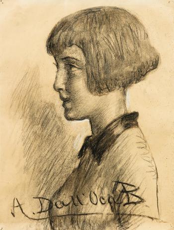 Portrait Of A Young Girl In Profile by 
																	Angelo dall'Oca Bianca