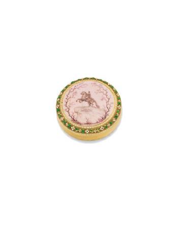 A Rare Guilloché Enamel Gold Pillbox by 
																	 House of Faberge
