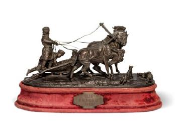 A Bronze Model of a Troika by 
																	Eugene Alexandrovic Lanceray