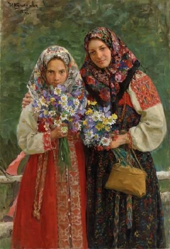 Peasant Girls by 
																	Ivan Kulikoff