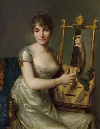 Portrait De Madame Larmoyer, De Trois-quart, Tenant Une Lyre-guitare by 
																	Antoine Vestier