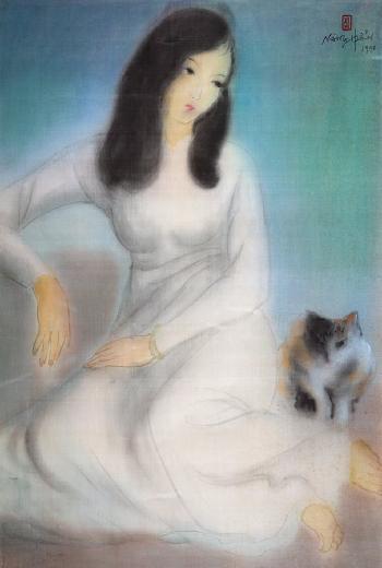 Woman with Cat by 
																	 Nang Hien